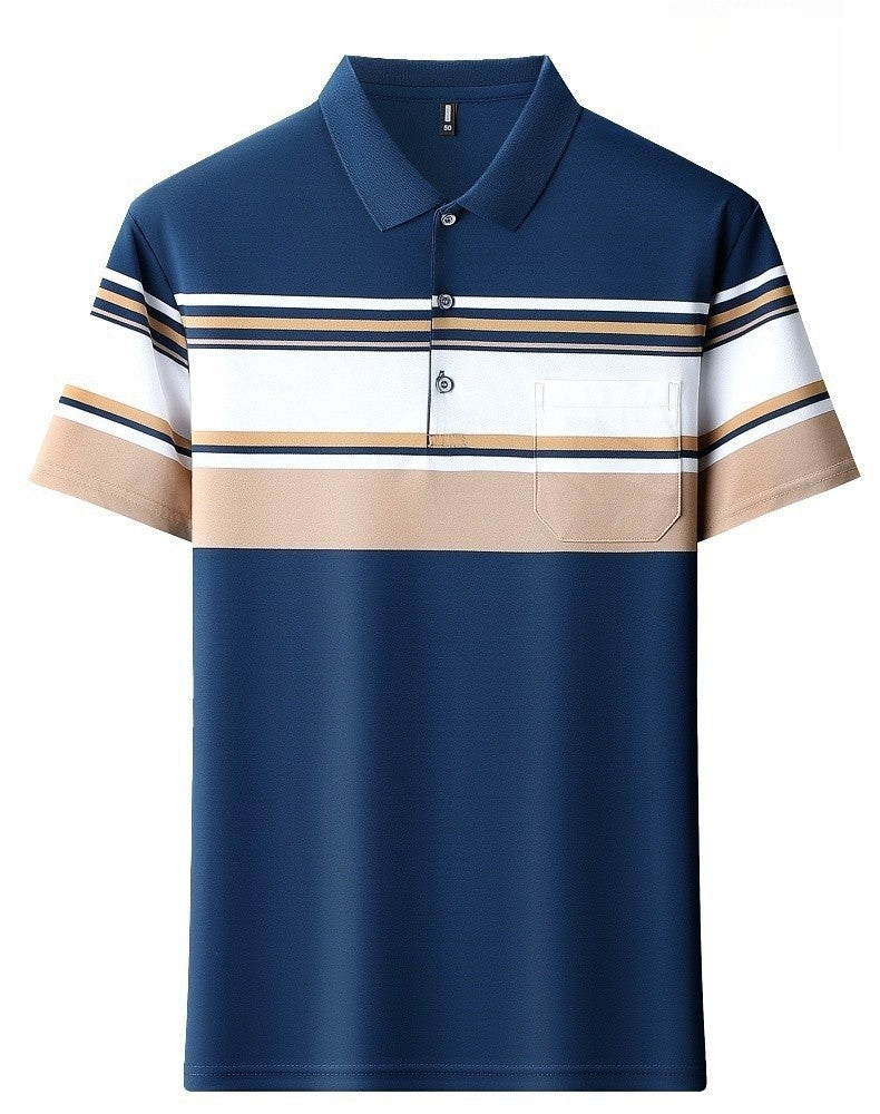 High quality brand men's short sleeved polo shirt summer fashion  striped design youth personalized top casual business T-shirt