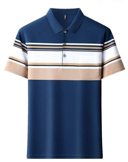 High quality brand men's short sleeved polo shirt summer fashion  striped design youth personalized top casual business T-shirt