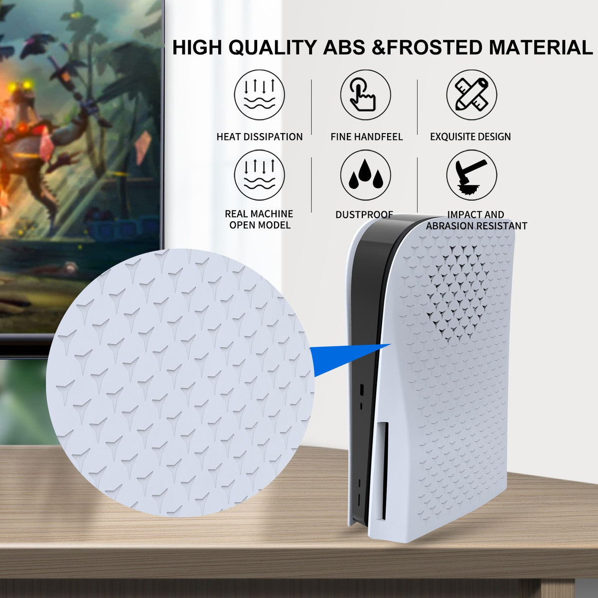 HONCAM PS5 Faceplate Premium ABS Cover Shell Disc & Digital Console Cover Plates, Anti-Dust Protective Shell Covers for PS5White