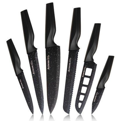 Conjunto de facas Astercook de 6 peças, conjunto de facas de cozinha estreladas com protetores de lâmina, laváveis na lava-louças, aço inoxidável alemão de alto carbono