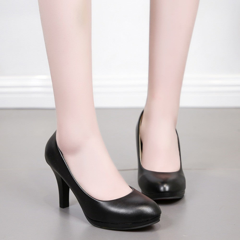 women Single Shoe Work Shoes Women's Pumps Black Professional Interview High Heels Mid Heeled Work Shoes size 34-42
