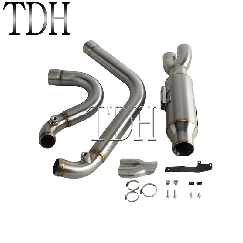 2-into-1 Exhaust Mufflers Drag Pipe Slip On Muffler System For Harley Dyna Wide Glide Super Glides Street Bob Low Rider FatBob