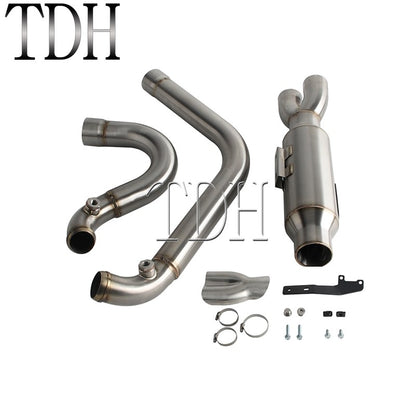 2-into-1 Exhaust Mufflers Drag Pipe Slip On Muffler System For Harley Dyna Wide Glide Super Glides Street Bob Low Rider FatBob