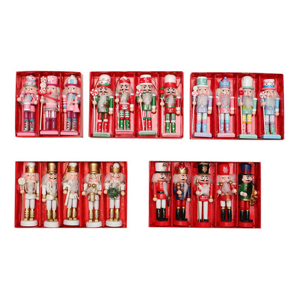 3/4/5PCS Walnut Soldier Christmas Ornaments Pink Red Gold Walnut Soldier Christmas Tree Decorations Xmas Gifts