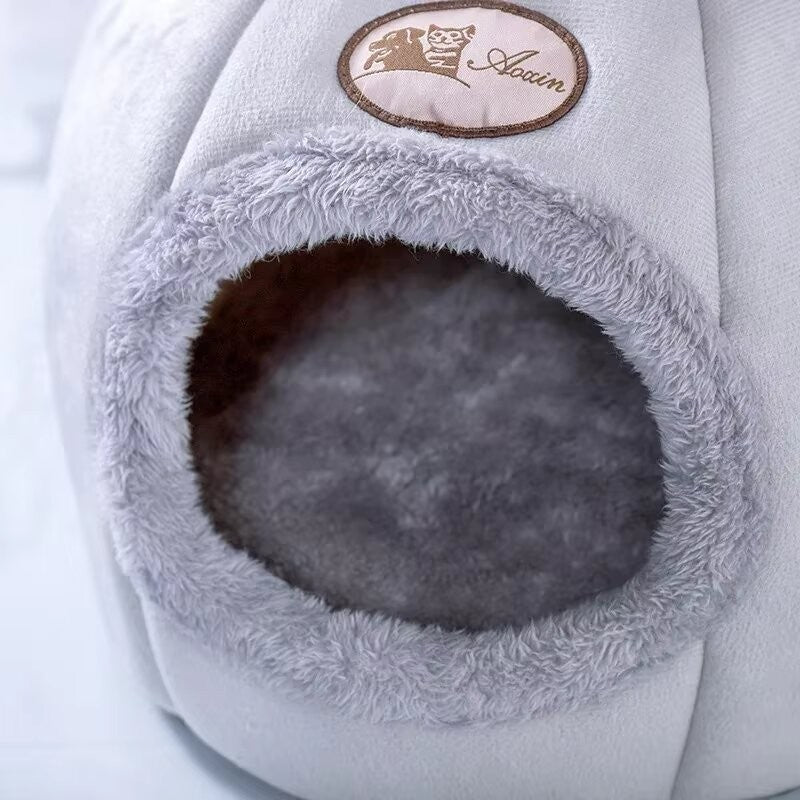 Linda Cama para Gatos e Cães, Ninho de Sono Profundo para Pets, Tenda Macia e Confortável Semi-fechada para Gatos, Casinha de Cachorro, Suprimentos para Pets de Outono/Inverno
