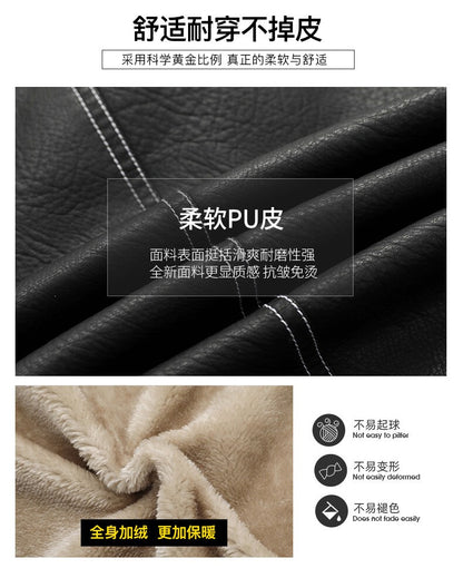 Plus Size Fur Collar Men's Leather Jackets Male Casual Plus Velvet Leather Jacket Thickened Style Leather Fashion Men Outerwear