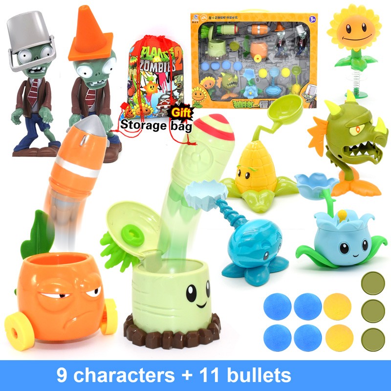 PLANTS VS ZOMBIES 2 Toys Full Set New Role Pea Shoote Alliance Bullet Ejection Attack Walking Dead Children's Gifts Delivery Bag