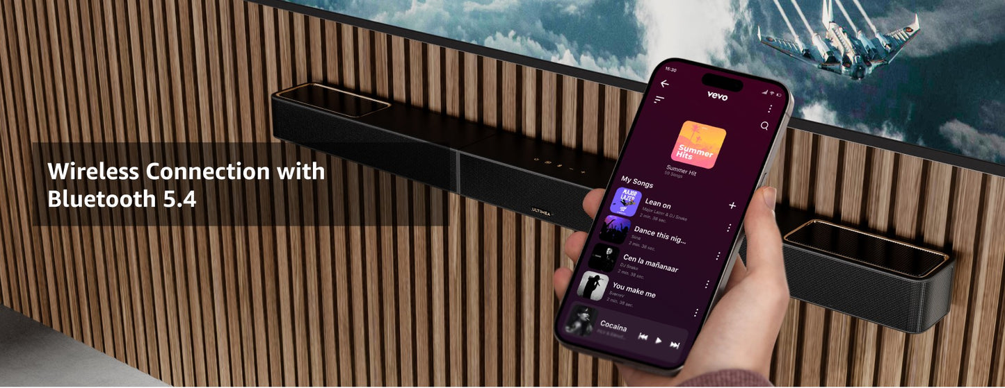 Sistema de Som Surround 7.1.4 ULTIMEA Barra de Som para TV com Dolby Atmos e Controle por APP, Alto-falante Bluetooth Doméstico com Subwoofer Sem Fio de 10"