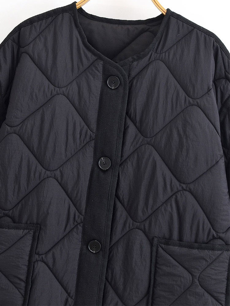 Nlzgmsj Autumn Winter Women's Solid Single-breasted O-Neck Jacket Fashion  Long Sleeve Coat  Street Casual  Short  Jacket