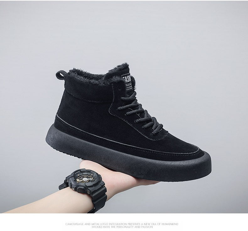 The 2025 new winter high-top plush thick men's snow boots are fashionable, casual and warm men's cotton shoes and boots