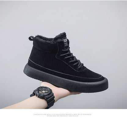 The 2025 new winter high-top plush thick men's snow boots are fashionable, casual and warm men's cotton shoes and boots