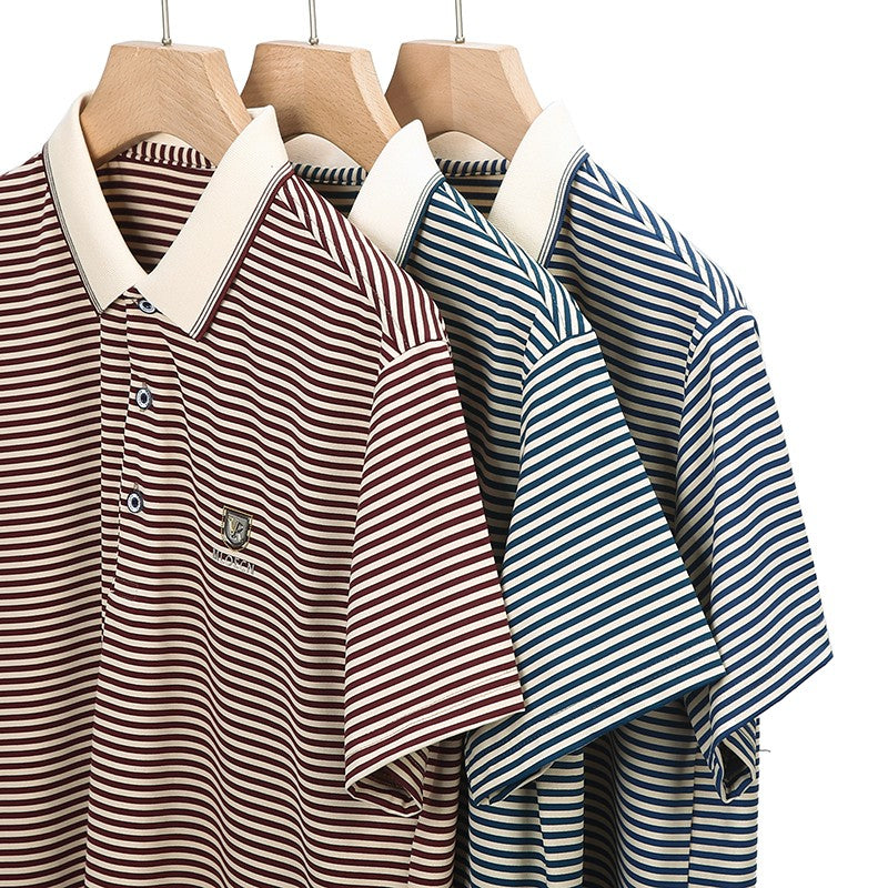 Quality breathable cotton short sleeve men's POLO shirt 2024 summer fashionable shiny diamond inlaid design top soft T-shirt