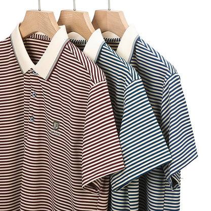 Quality breathable cotton short sleeve men's POLO shirt 2024 summer fashionable shiny diamond inlaid design top soft T-shirt