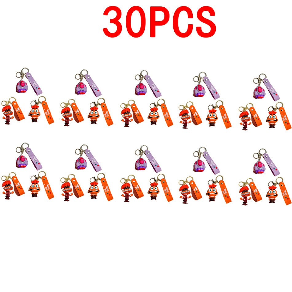 30 Peças/Conjunto Atacado Chaveiro Divertida Mente 2 Boneco de Personagem de Desenho Animado Fofo Chaveiro Pingente de Boneca de Personagem de Filme para Presente Infantil