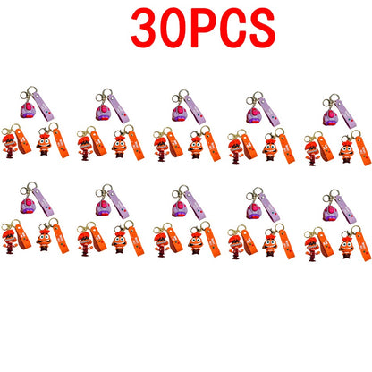 30 Peças/Conjunto Atacado Chaveiro Divertida Mente 2 Boneco de Personagem de Desenho Animado Fofo Chaveiro Pingente de Boneca de Personagem de Filme para Presente Infantil