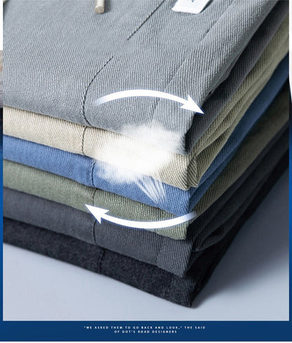 6 Colour Summer Men's Classic  Cotton Solid Color Fashion Business Casual Pants Elastic Waist Korean Fashion Men Clothing 28-38