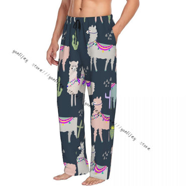 Men Sleep Bottoms Male Lounge Trousers Men's Llama And Cactus Pajama Pants