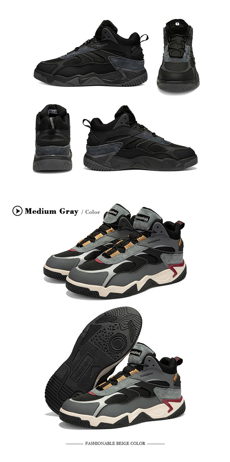 Baasploa Winter Men Leather Sneakers Casual Fashion Waterproof Sport Shoes For Man Plush Warm Male Sneakers Non-Slip Outdoor