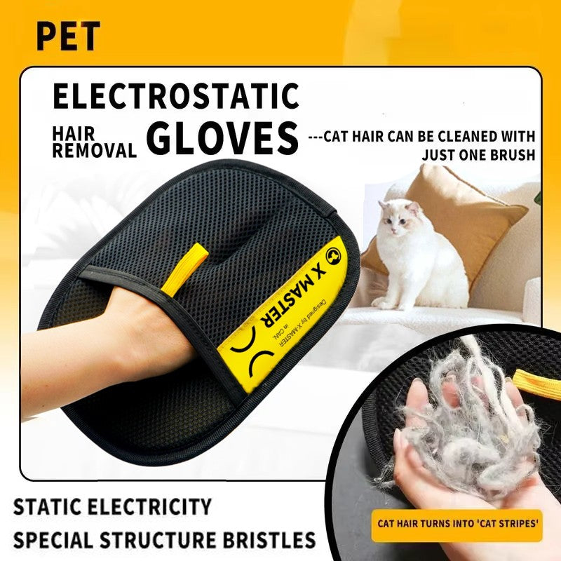 Luvas Eletrostáticas Removedoras de Pelo de Animais para Cães e Gatos, Luva de Higiene Reutilizável Lavável com Escova de Rolos Removedora de Fiapos 2 em 1 - Seguras Não Tóxicas