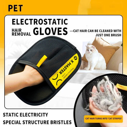 Luvas Eletrostáticas Removedoras de Pelo de Animais para Cães e Gatos, Luva de Higiene Reutilizável Lavável com Escova de Rolos Removedora de Fiapos 2 em 1 - Seguras Não Tóxicas