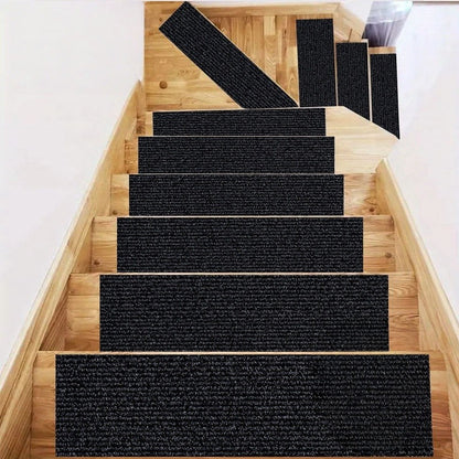 1pc 80cm/31.49inch Soft Suede Treads Anti-Slip Indoor Stair Runner Carpet Stair Rug Mat ,Electrostatic adsorption is healthier