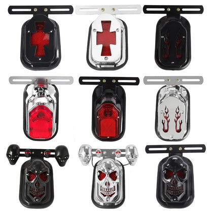 Para-lama traseiro de motocicleta com lâmpada de freio e luzes de placa Caveira Cruzada em Formato de Lápide Para Harley Chopper Bobber Personalizada