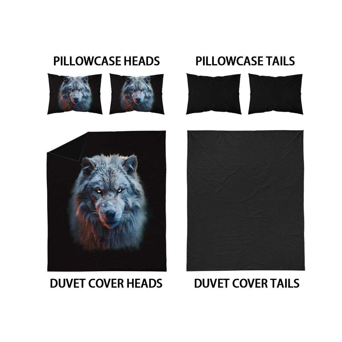 Conjunto de 3 peças, jogo de cama com estampa de lobo, queen, king, cama de casal, para quarto, quarto de hóspedes, hotel, decoração de casa