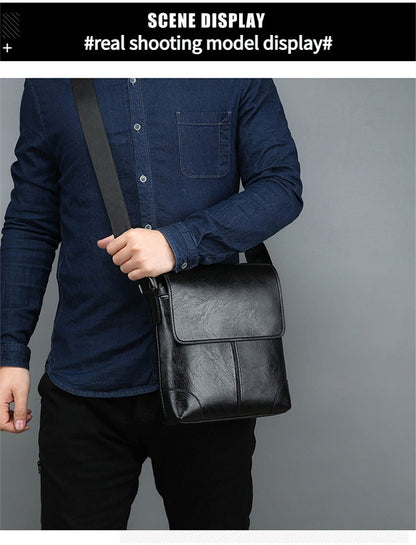Men Shoulder Bags For IPAD Leather Business Handbag Men Messenger Bag Large Side Sling Bag Fashion Man Crossbody Bag
