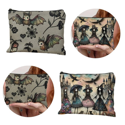 New Trendy Zipper Pouch Nature Moon Phase Simple Modern Cosmetic Bag Durable Boho Tarot Pouch Halloween