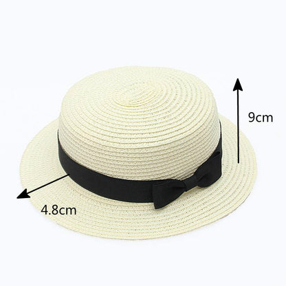 Chapéu Panamá COKK, Simples, de Verão, Praia, Feminino, Casual, Aba Reta, Chapéu de Palha com Laço para Meninas, Chapéu de Sol, Chapéu Feminino
