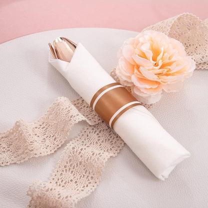350PCS Rose Gold Plastic Plates Clear Rose Gold Disposable Dinnerware Set Include 100 Dinner Dessert Plates50 Cups 50 Pre Rolle