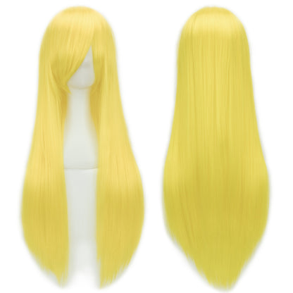 Soowee 80cm Cabelo Sintético Comprido Branco Roxo Perucas Cosplay Festa Preto Cabelo Liso Peruca Postiça para Mulheres