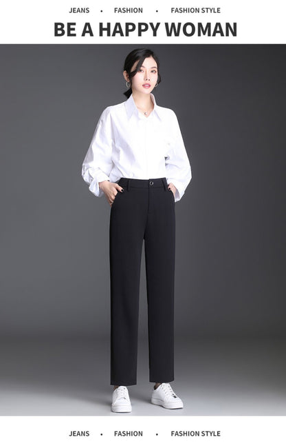 Bla Straight Leg Work Pants Women's Autumn Winter Spring Profional Suit Pants Slimming Formal Long Trousers for Office