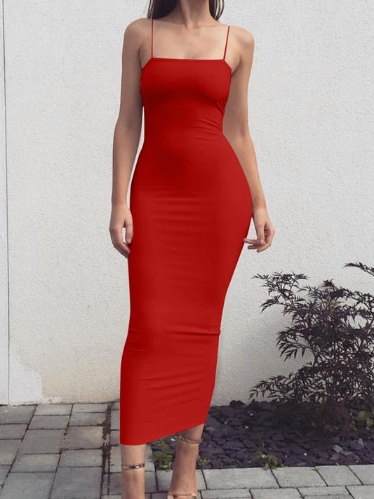2025 New Spring Summer Women's High Elastic Sleeveless Backless Dress Long Sling