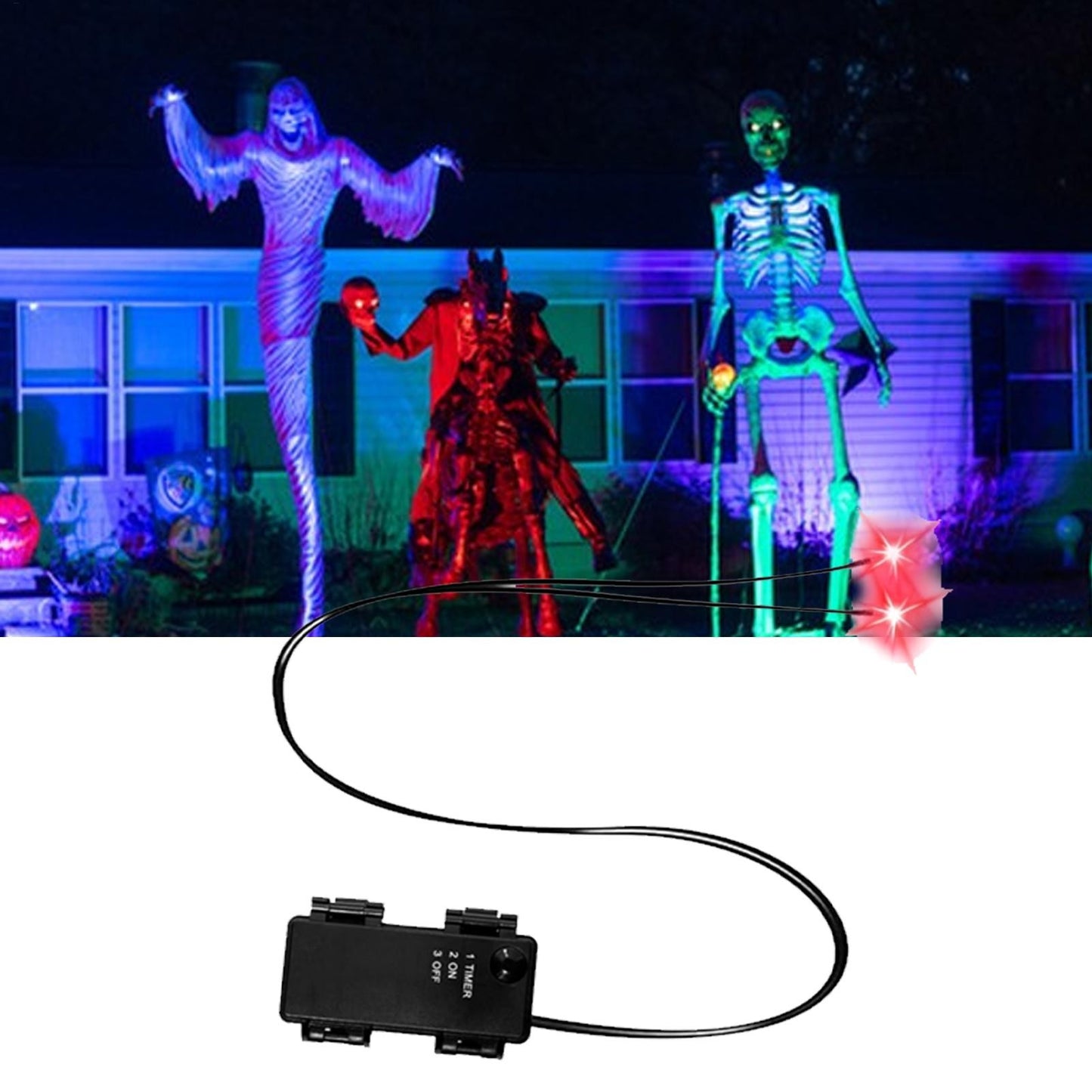 Glowing LED Eyes for Halloween Decors - Auto Timer Light Up Props for Skulls, Pumpkins, Tombstones Indoor Outdoor Spooky Decor