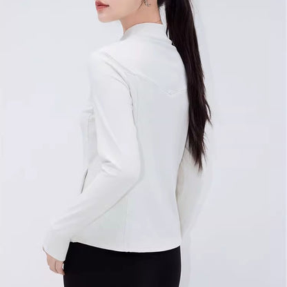 Women's Stand-up Collar Long Sleeve Zipper Jacket for Running Cycling Outdoor Pilates Yoga Fitness Slim Fit Autumn/Winter