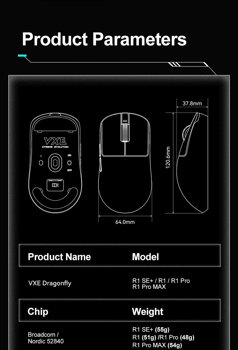 ATK VXE R1 Pro MAX Dragonfly R1 Bluetooth Gaming Mouse PAW3395 2.4G Wireless E-sports Mice Rechargeable Lightweight Ergonomic