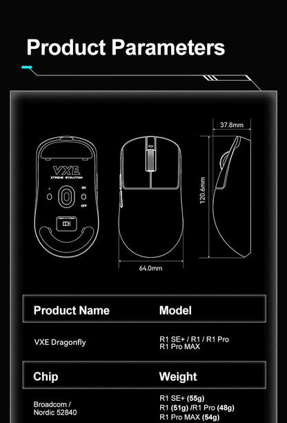 ATK VXE R1 Pro MAX Dragonfly R1 Bluetooth Gaming Mouse PAW3395 2.4G Wireless E-sports Mice Rechargeable Lightweight Ergonomic