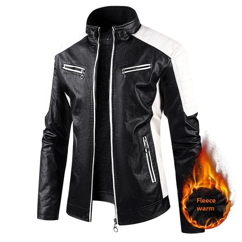 2022 Fashionable Casual Men's Leather Jacket Splice Motorcycle Amazon Vintage Cross-Border Spring Autumn Thin Style Wear