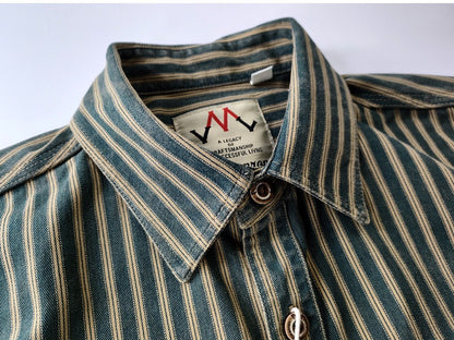 2025 Spring and Autumn New American Retro Woven Striped Cargo Shirt Men's Simple 100% Cotton Washed Double Pockets Thin Jacket