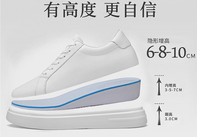 Heightening Casual Shoes Fashion PU Leather Elevator Shoes for Men 6cm 8cm 10cm Invisible Height Increase White Sneakers Cortex