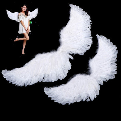 Asas Brancas de Anjo de Pena para Crianças e Adultos, Varinhas Mágicas, Acessório de Cabelo (Halo) para Cosplay, Alças Elásticas, Adereços de Casamento, Halloween e Aniversário