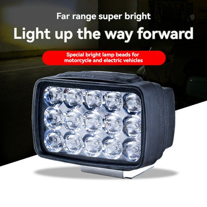 Motorcycle Headlight 15 LED Driving Spot Light Fog White Motorbike ATV UTV Truck 6000-6500K White 2000LM Aluminum Alloy Waterpro