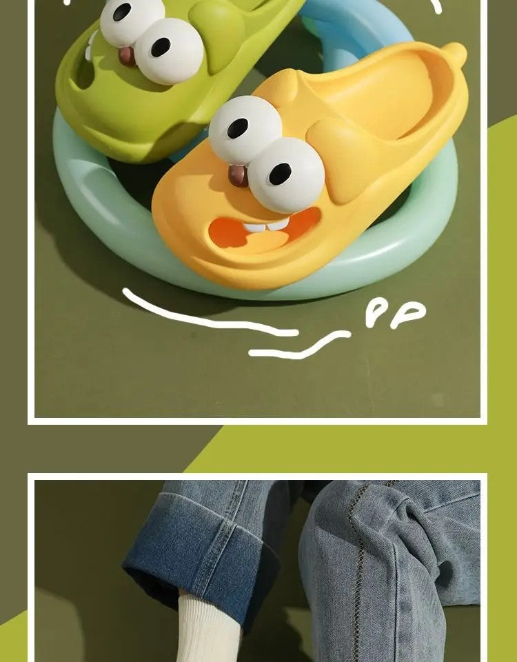 Tongue Kiss Slippers Big Eye Dog Slippers,Cute Funny Big Eye Dog Fun Cartoon Package Head Eva Slippers For Women