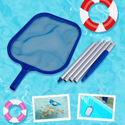 Swimming Pool Skimmer Net with 5 Aluminum Pole Sections Pool Net Skimmer Rak Pool Cleaner Leaf Removal Garden Pond Cleaning Tool