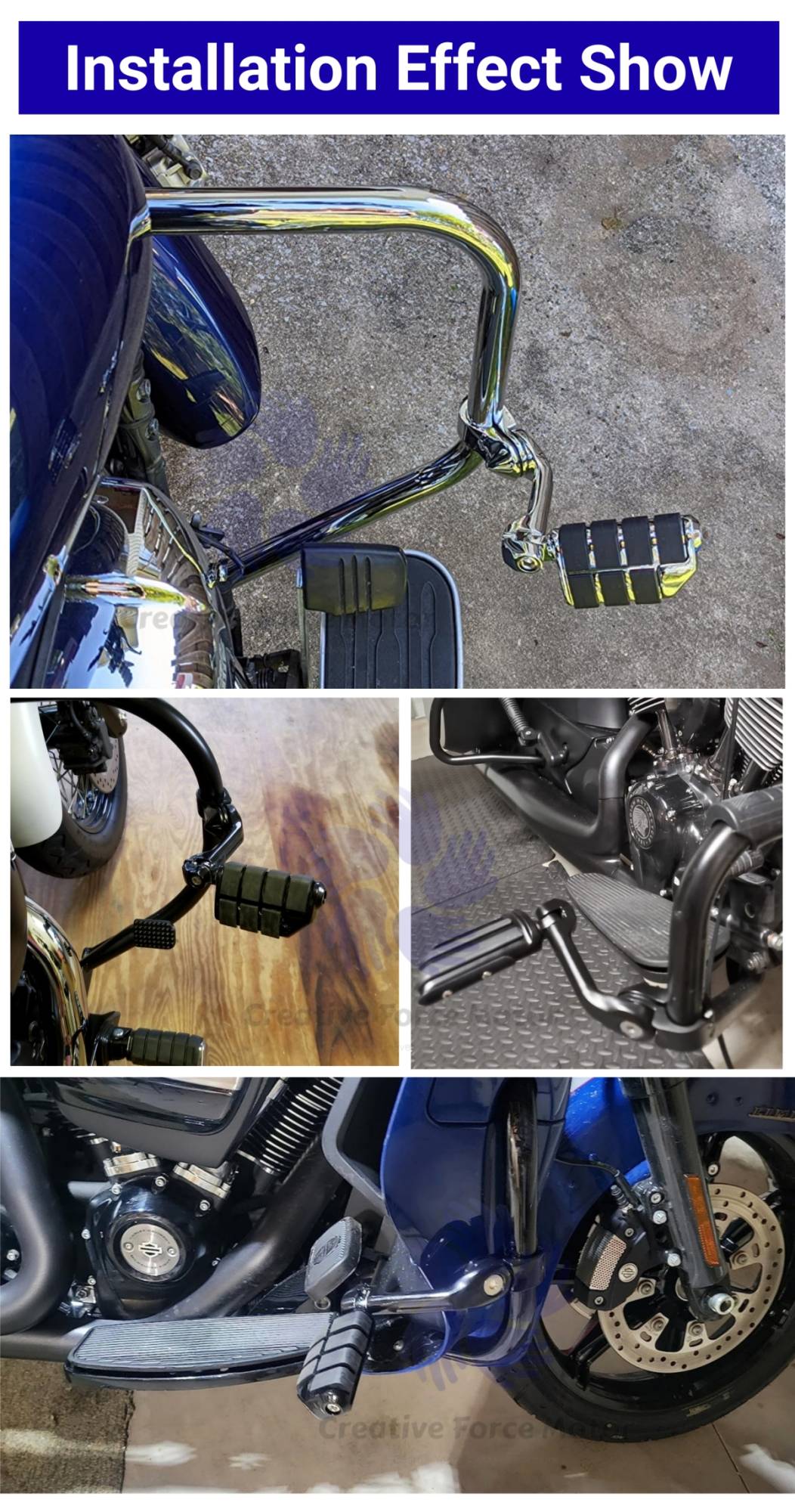 Kit de Suportes de Pedaleiras para Protetor de Motor de Motocicletas 1-1/4" Descanso de Pé para Harley Honda Davidson Road King Sportster Fat Boy Electra Glide