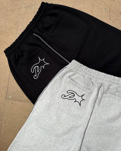 Calças unissex Y2k Harajuku Vintage com Bordado fashion, perna larga, estilo Gótico, soltas, cós elástico, casuais