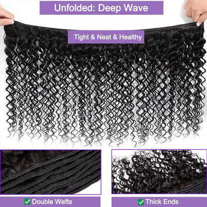 Brazilian Virgin Deep Wave Bundles 100% Unprocessed Deep Curly Human Hair 1 3 4Bundles Grade Deep Wave Human Hair Natural Color