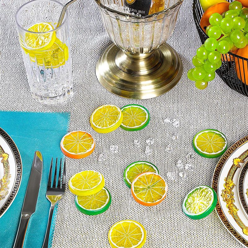5pcs 2inch Artificial Lemon Orange Festive Party Supplies Fake Fruits Christmas Halloween Home Decoration Food Phography Props