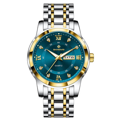 LIGE Brand BANGWEI Quartz Man Watch Fashion Stainless Steel Band Business Luxury Diamond Waterproof Calendar Watches for Men+Box